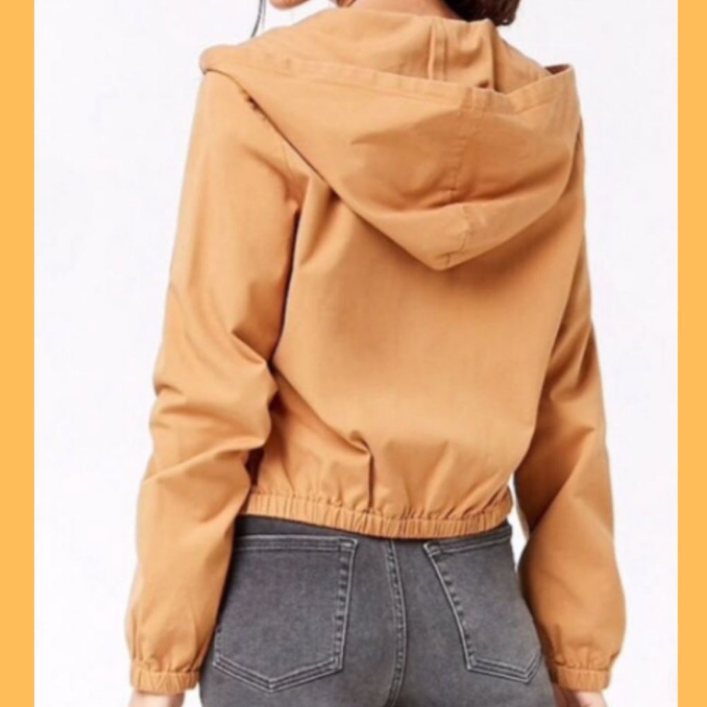 Tan Windbreaker Jacket White Zipper - Picture 2 of 4